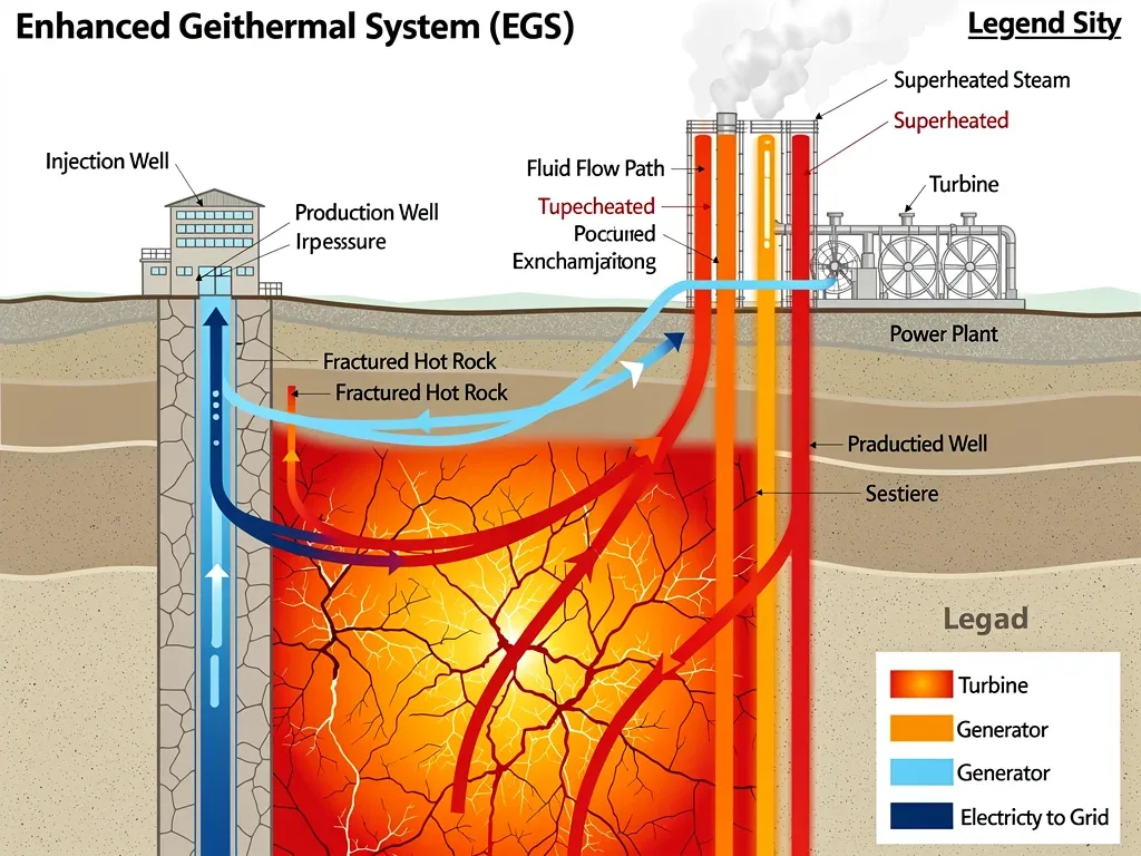 Diagram of Enhanced Geothermal Systems (EGS) operation.