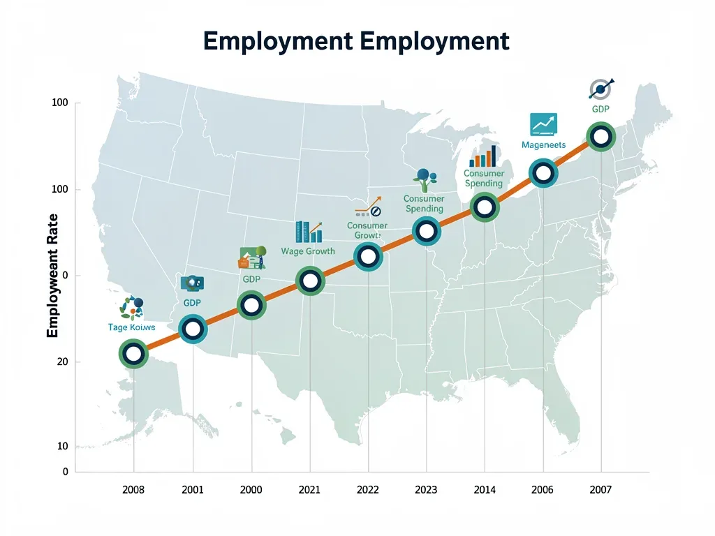 Economic indicators showing positive employment trends and market stability.