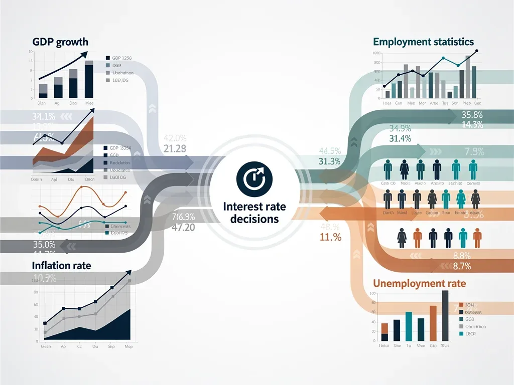 Interconnected economic indicators influencing treasury yields and investment decisions.