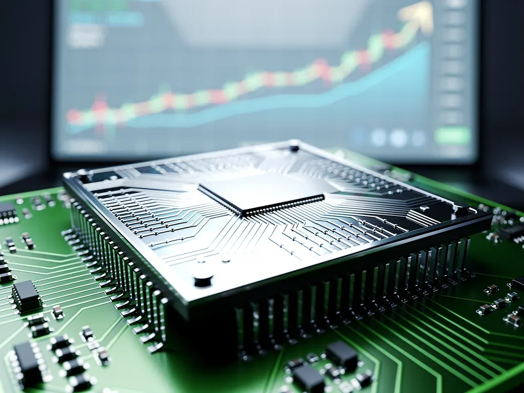 Semiconductor chip with circuit board, symbolizing trade policy