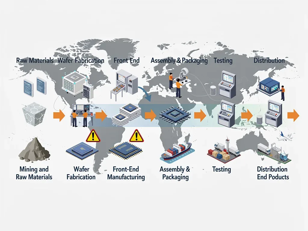 Global semiconductor supply chain illustration