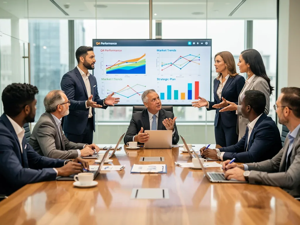 Business leaders discussing economic and trade policies