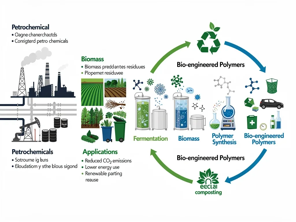 Infographic illustrating bio-engineered polymer supply chain