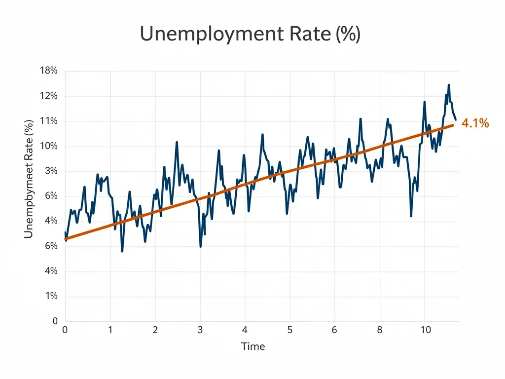 Graph illustrating national unemployment rate fluctuations and stabilization