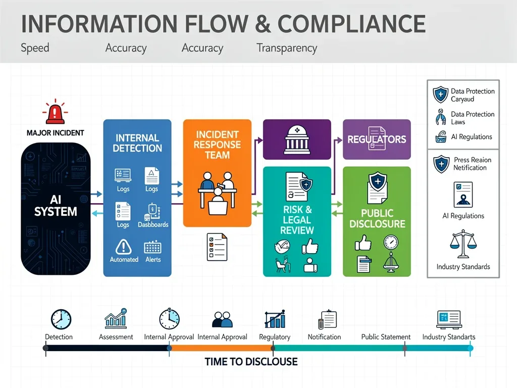 Infographic showing information flow from AI incident to public disclosure