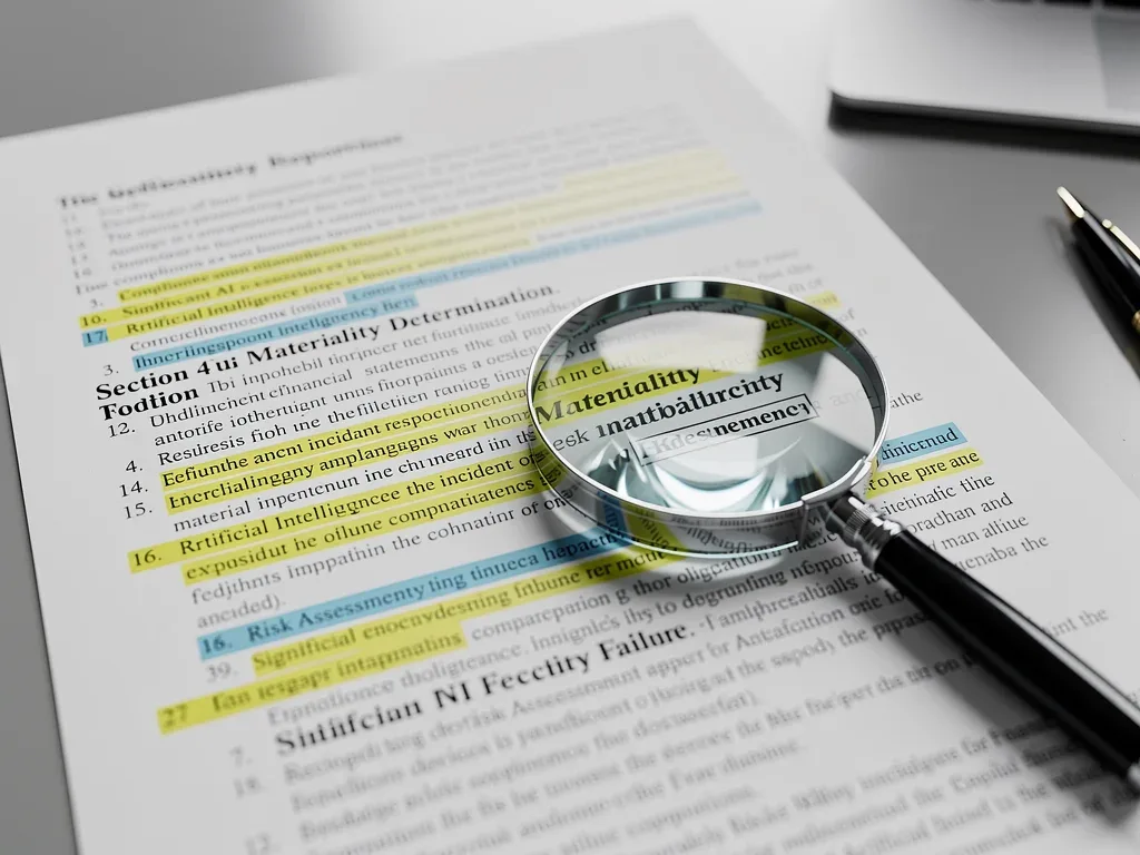 Legal document highlighting materiality and AI incident clauses