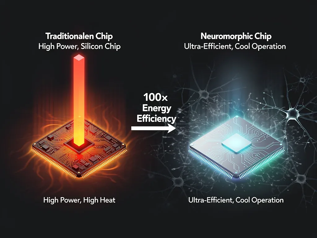 Comparison of energy consumption between neuromorphic and traditional silicon chips
