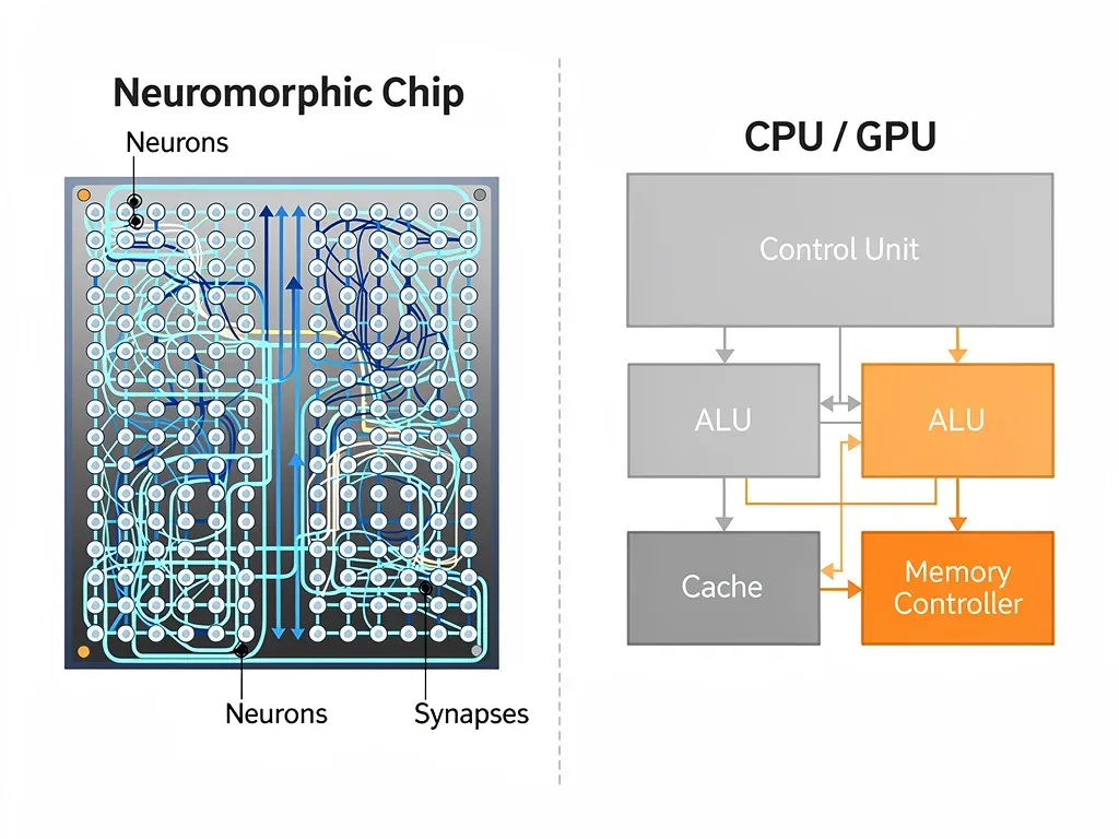 Architectural comparison of neuromorphic and traditional computing chips