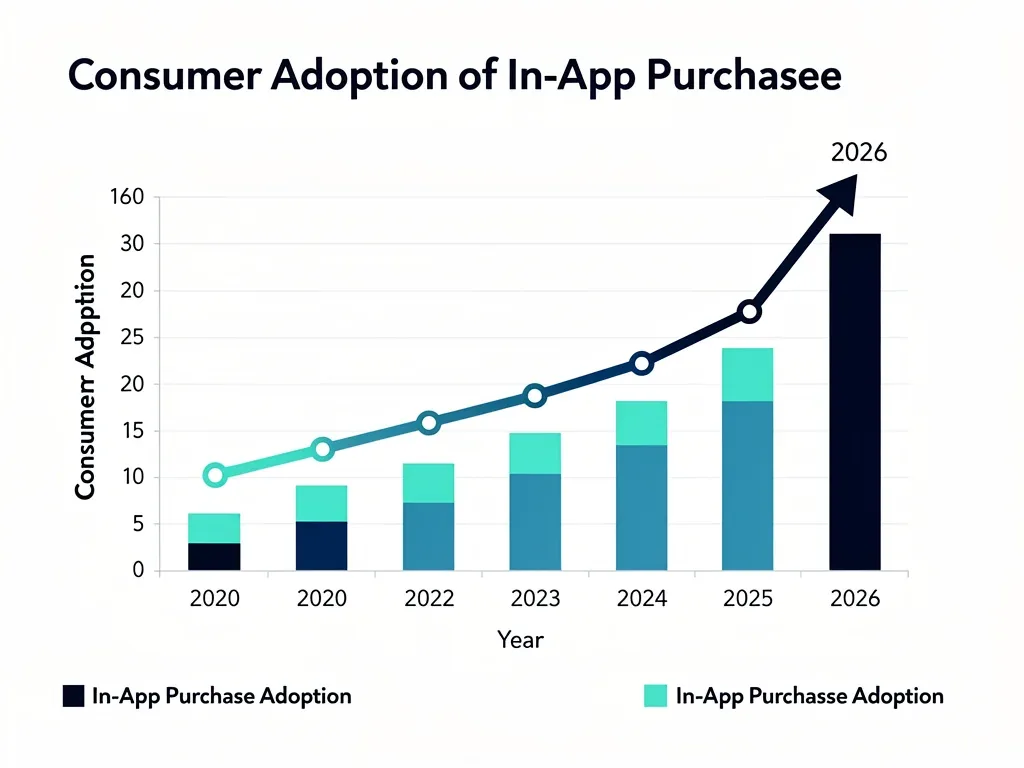 Graph showing rising in-app purchasing adoption by US consumers