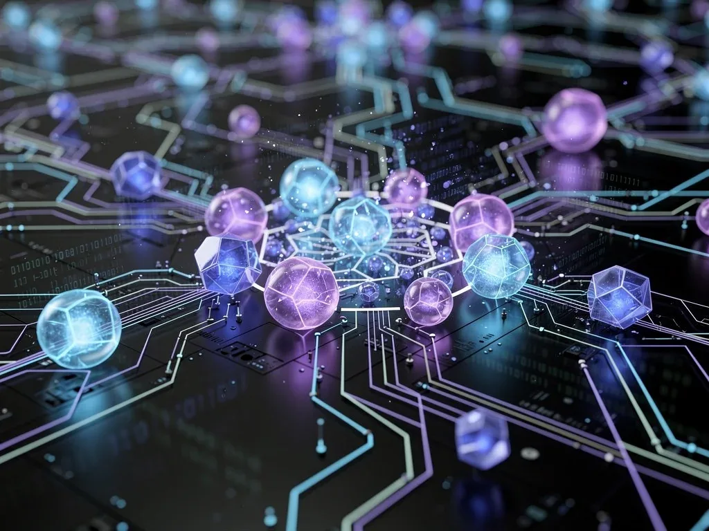 Abstract representation of quantum computing nodes and connections