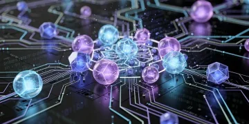Abstract representation of quantum computing nodes and connections
