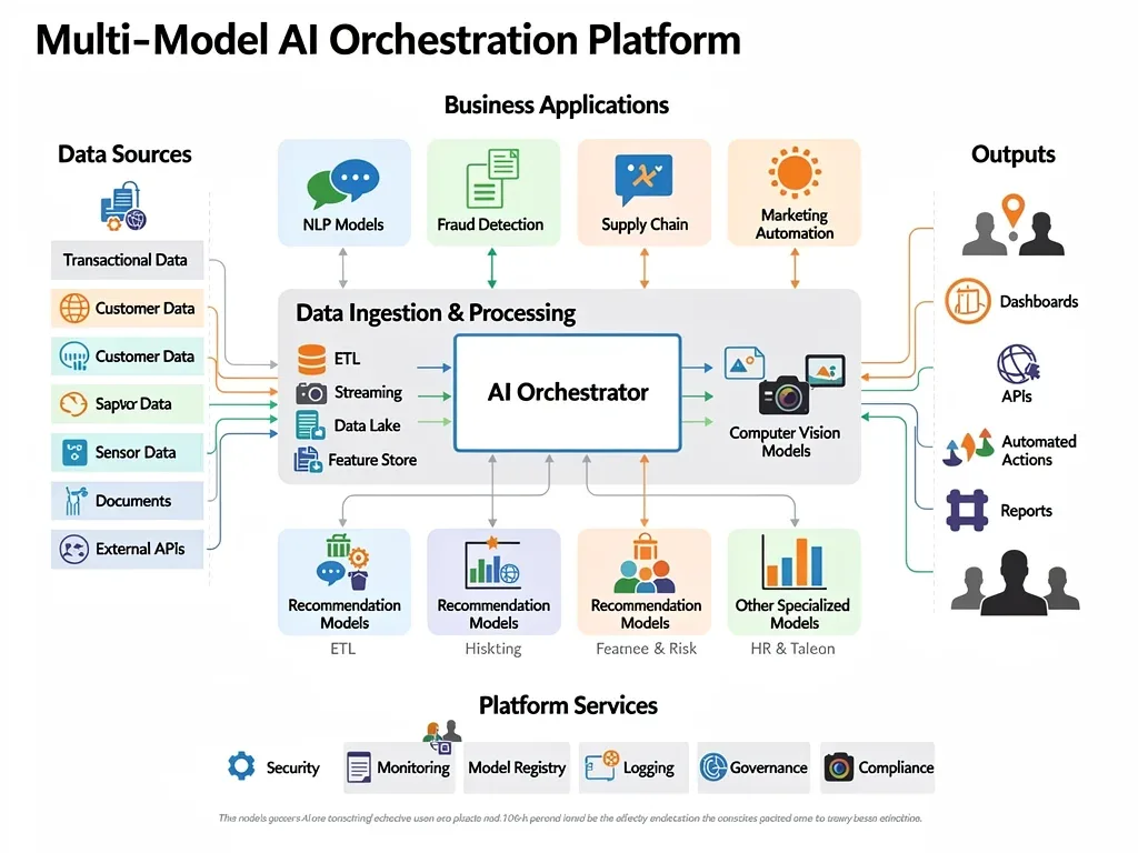 Multi-model AI orchestration architecture diagram