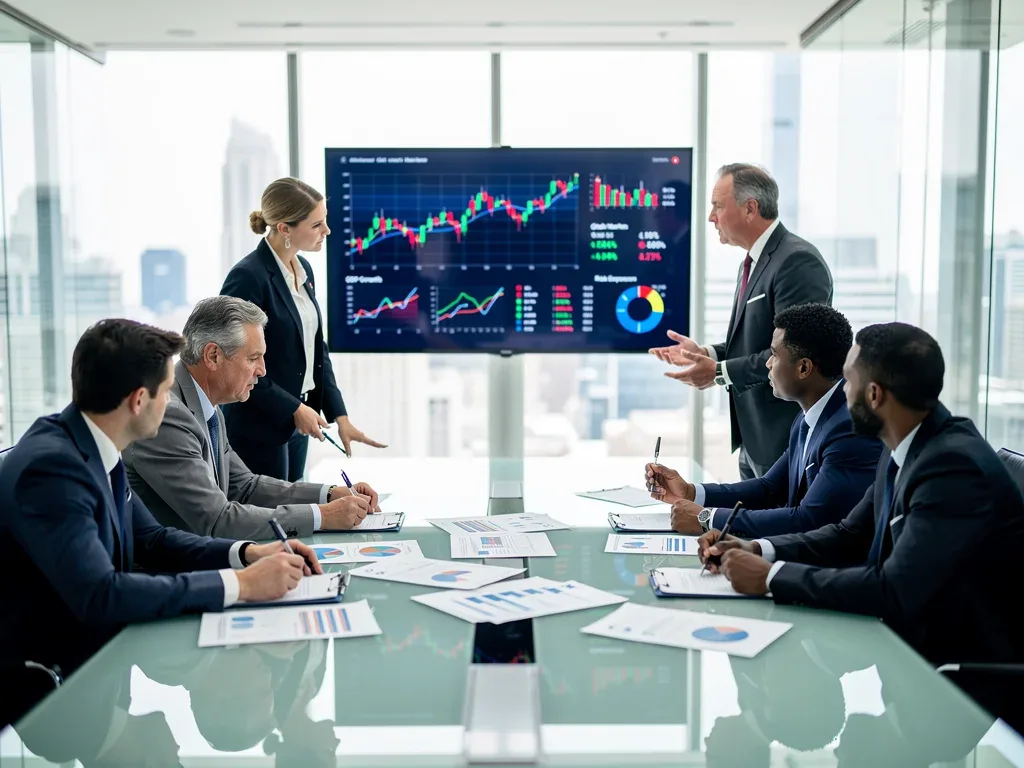 Financial professionals analyzing market data and tax policy changes