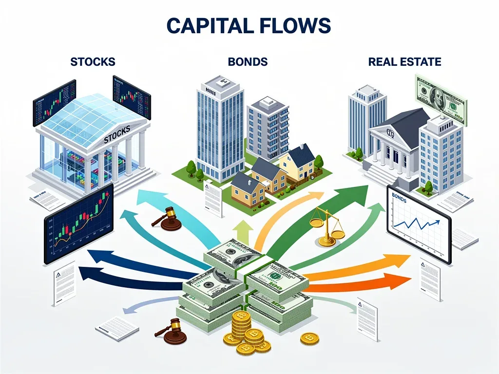 Diagram illustrating capital flow shifts in response to tax adjustments