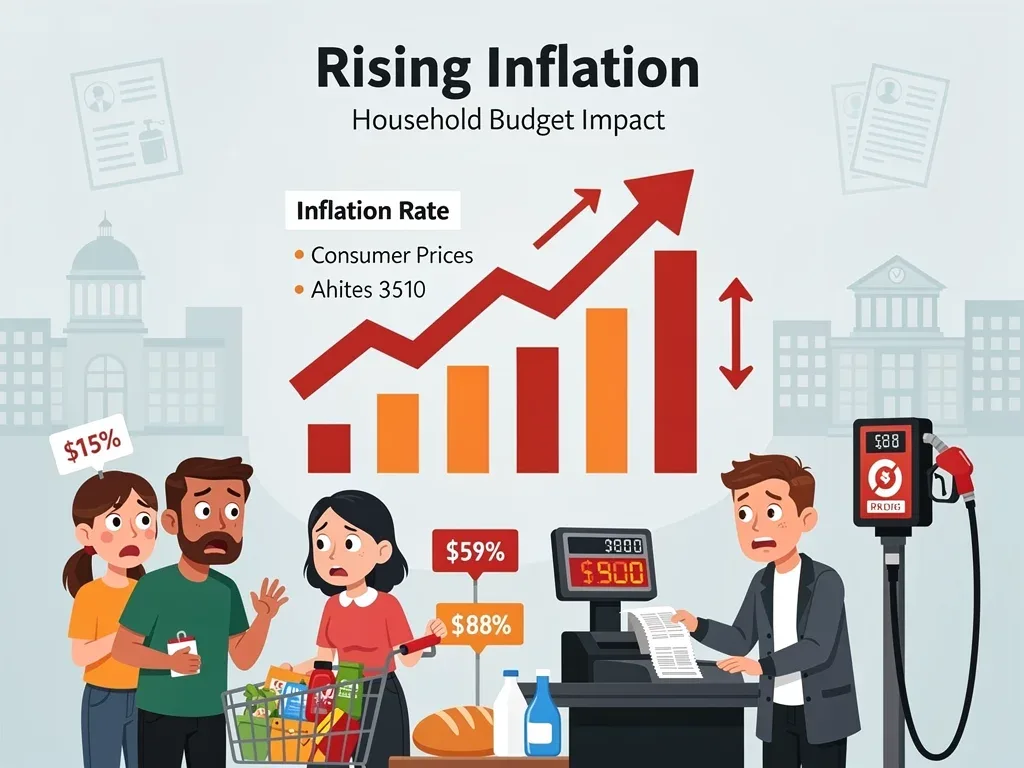 Graphic depicting rising inflation affecting consumer purchasing power