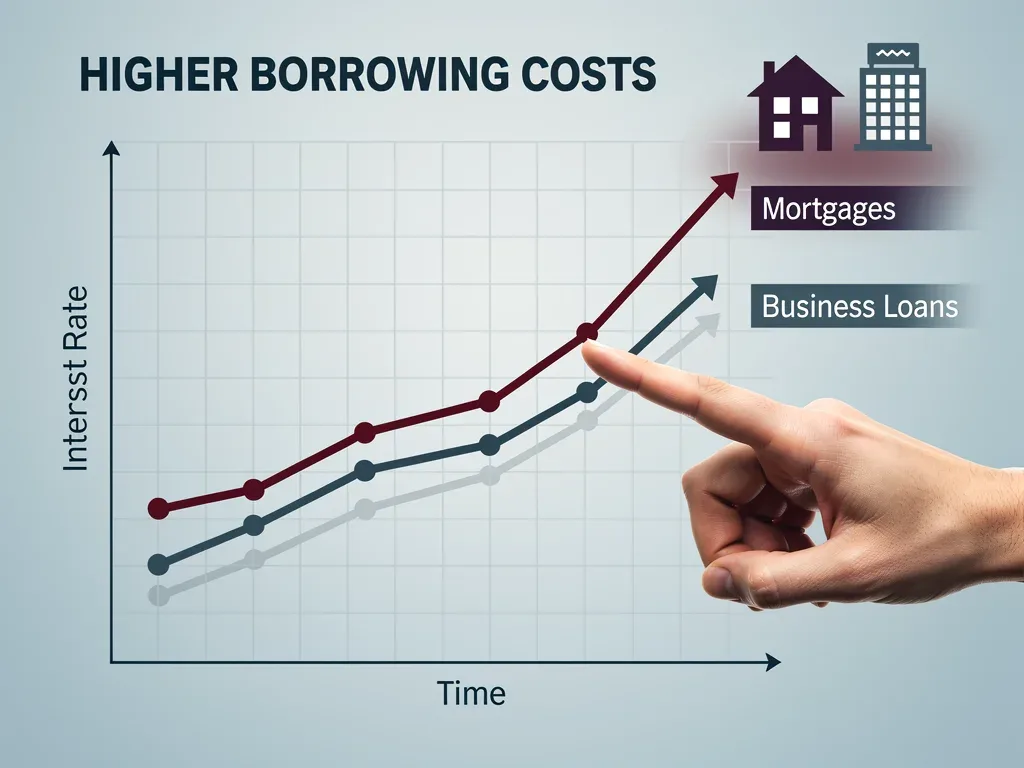 Chart showing rising interest rates and their effect on borrowing costs
