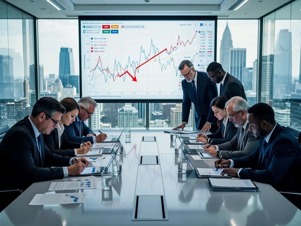Banking executives discussing commercial real estate market instability