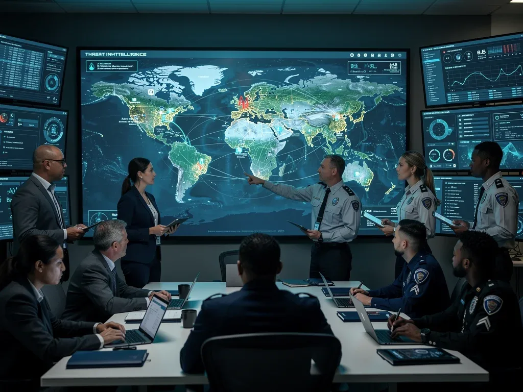Cybersecurity professionals collaborating on threat intelligence