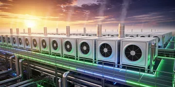 Industrial direct air carbon capture facility reducing emissions
