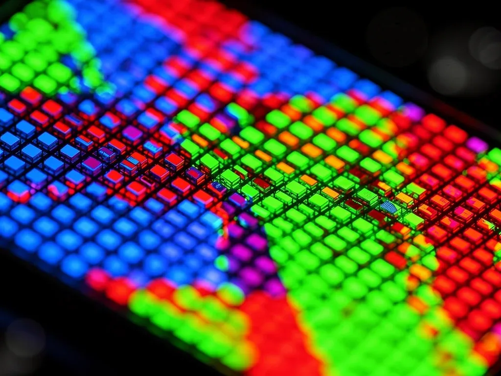 Close-up of a vibrant micro-LED display demonstrating high brightness and color accuracy