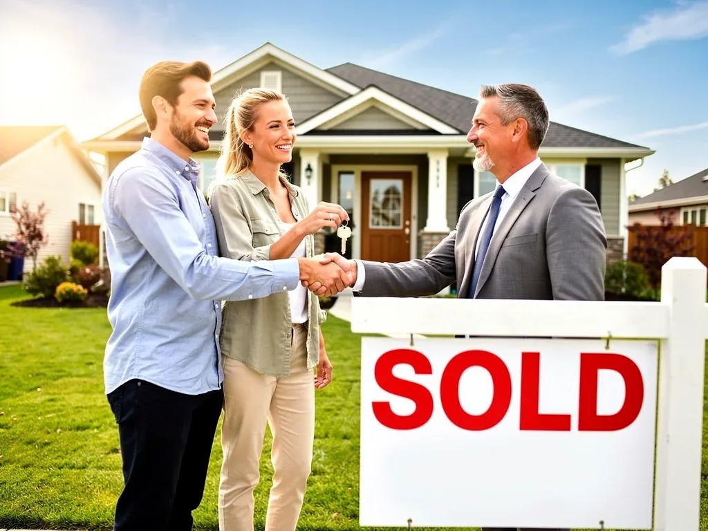 Happy couple buying new home with lower mortgage rates
