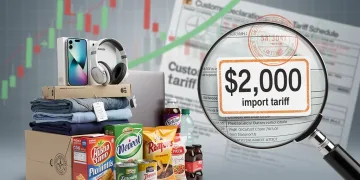Variety of consumer goods with rising price tags, symbolizing the impact of new import tariffs on retail.
