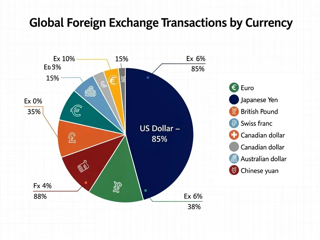Global foreign exchange market share by currency, dollar dominance