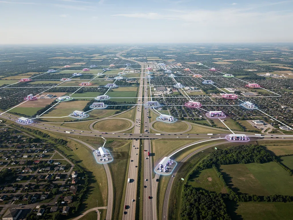Extensive network of EV ultra-fast charging stations on US interstates.