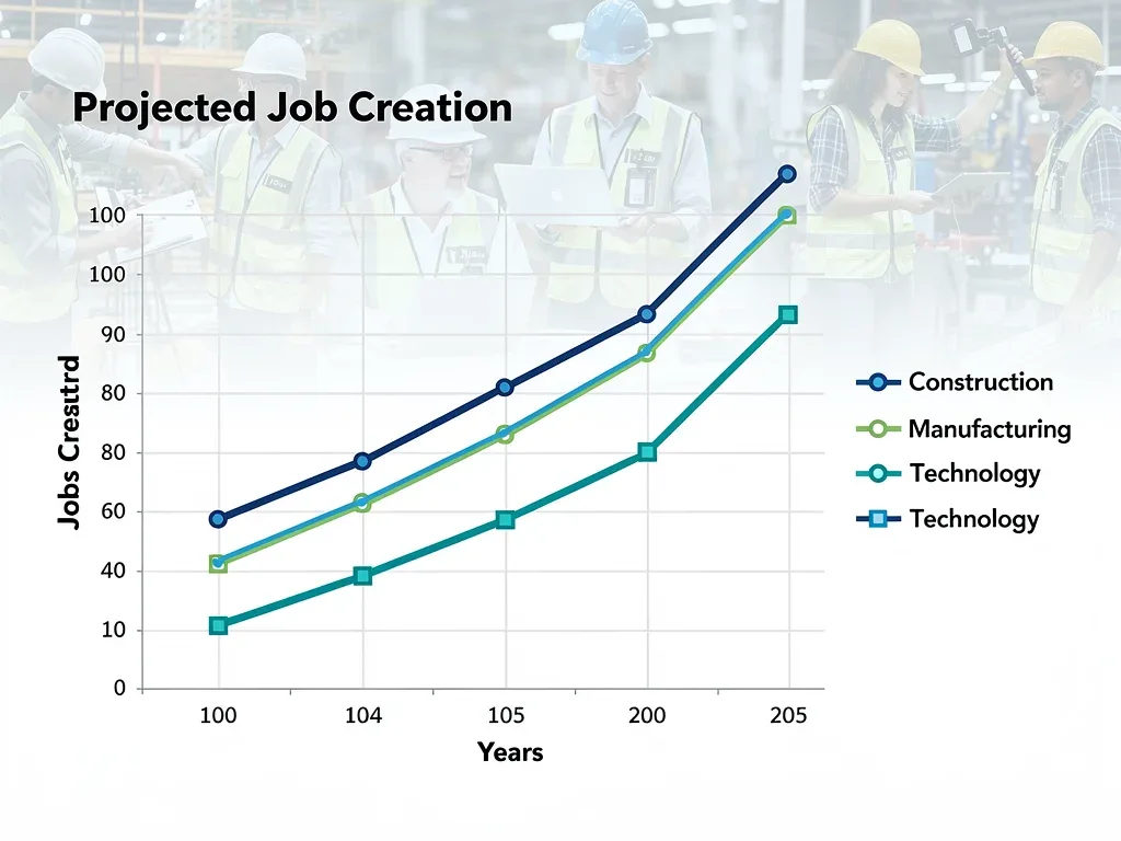 Chart illustrating projected job growth in construction, manufacturing, and tech due to infrastructure investment.