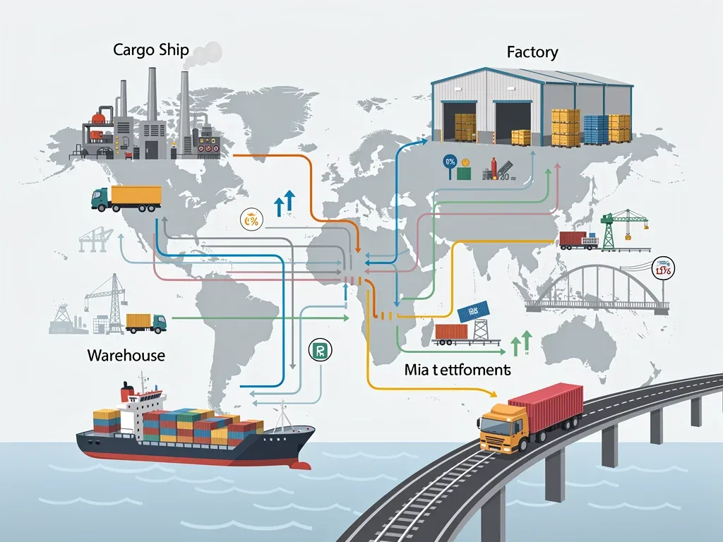 Visualizing complex supply chains, logistics, and potential inflation factors influenced by infrastructure projects.
