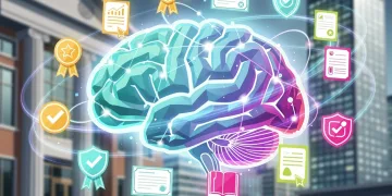 Digital illustration of micro-credentials impacting higher education