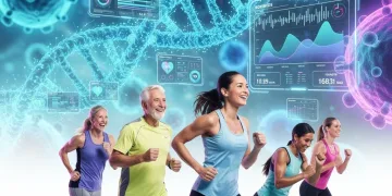 Futuristic visualization of biological age testing and personalized health data