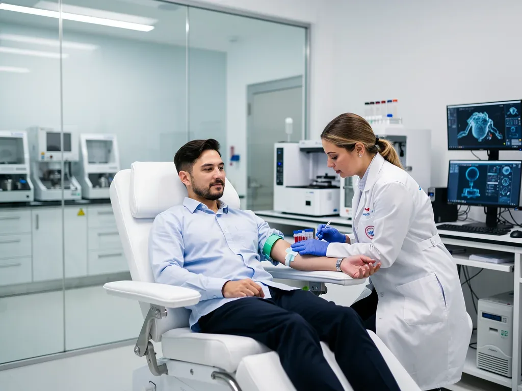 Blood sample collection for biological age assessment in a lab