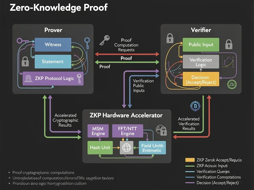 Architectural diagram of a Zero-Knowledge Proof system with hardware acceleration