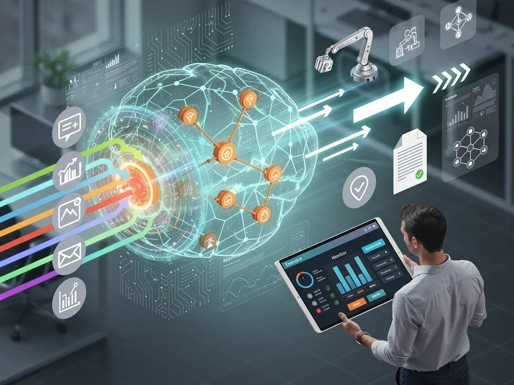 AI agent workflow automation diagram with human oversight.